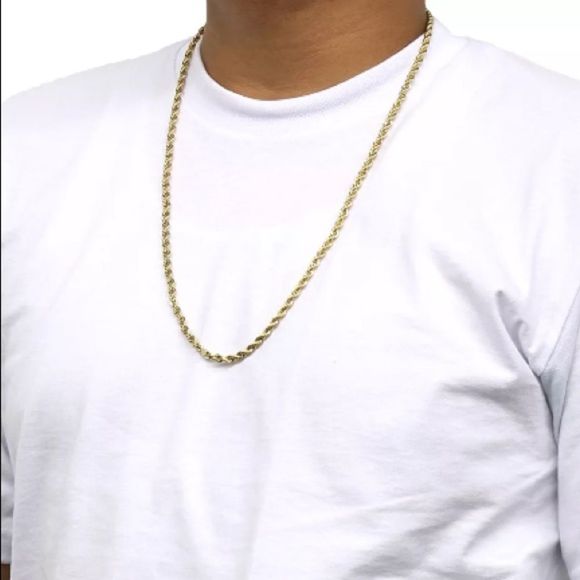 14K Yellow Gold Stainless Steel Rope Chain 30